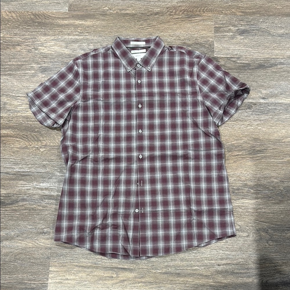 Men's Calibrate Plaid Shirt - Maroon and Gray